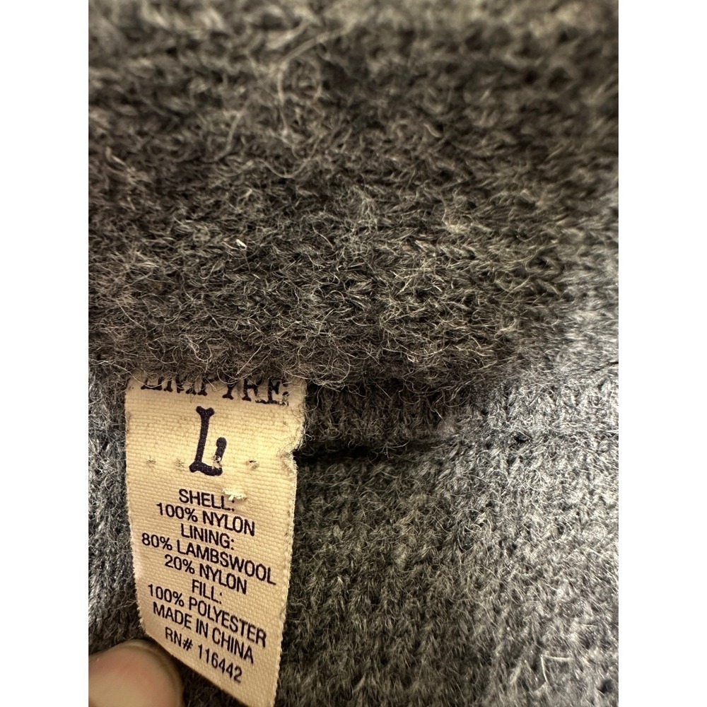Empyre Reversible Quilted Hooded Vest Large Lambswool Grey Faux Fur Trim Boho - Picture 8 of 16